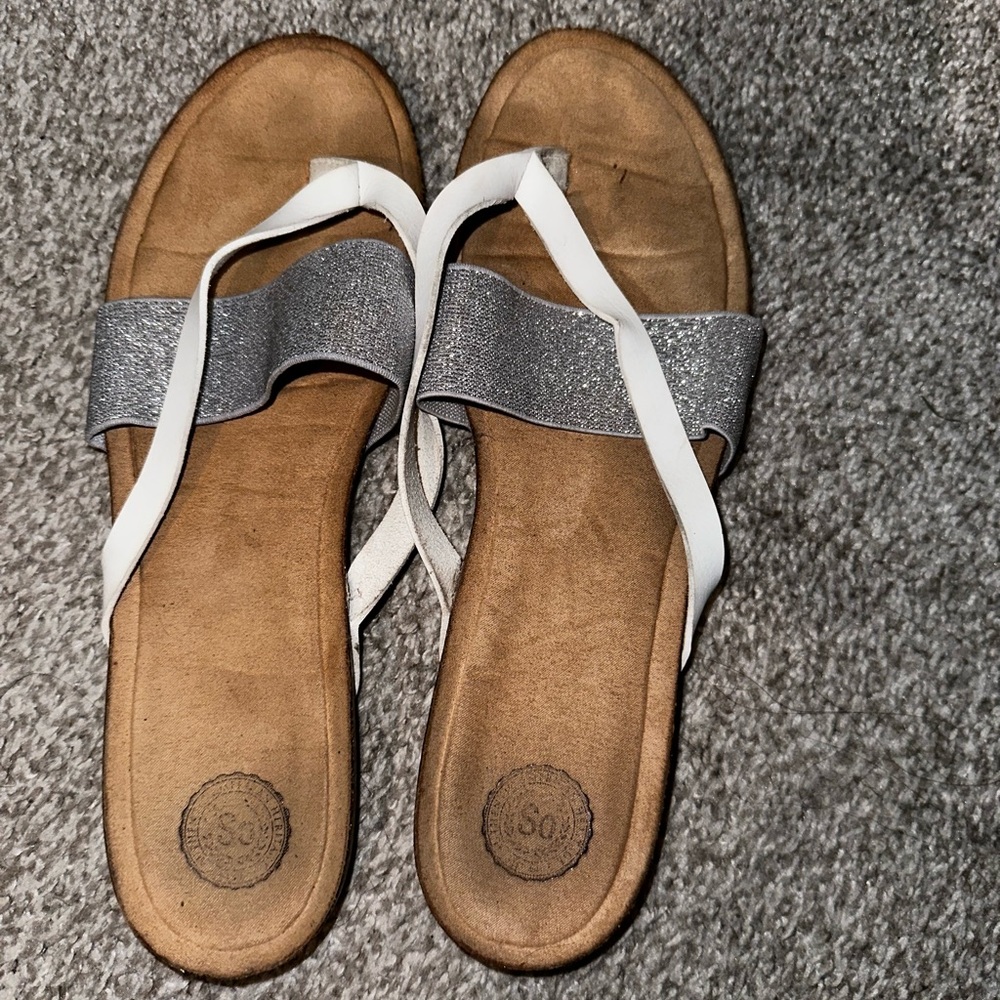 SO White and Silver sandals